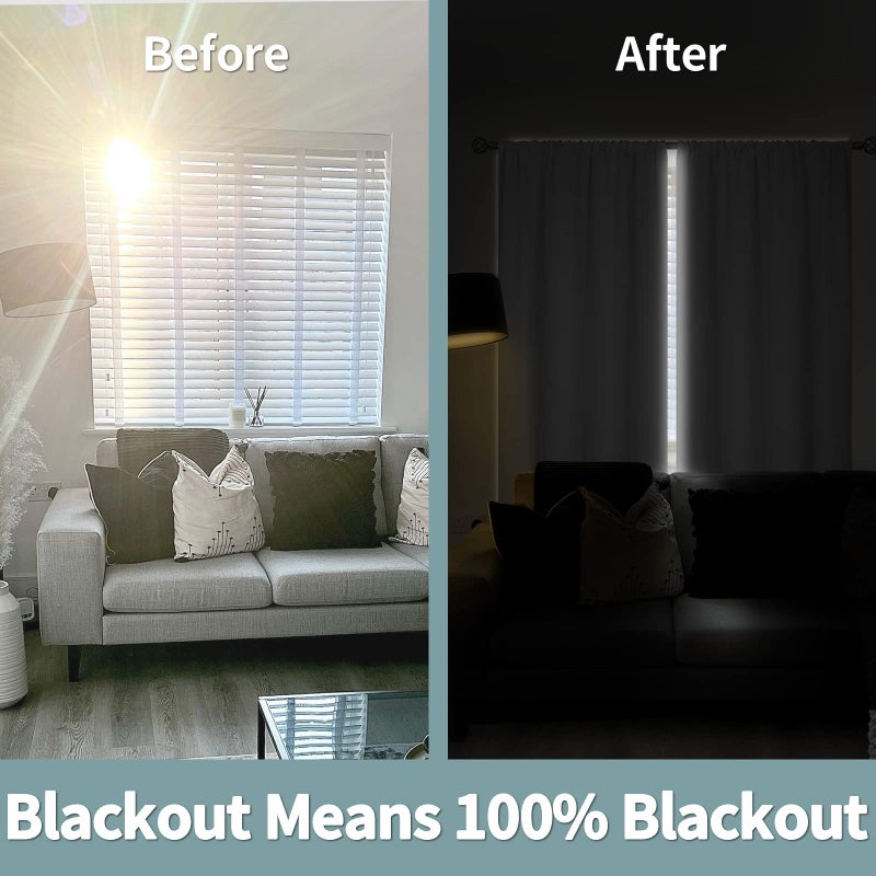 BGment Thermal Insulated 100% Blackout Curtains for Bedroom with Black Liner, Double Layer Full Room Darkening Noise Reducing Rod Pocket Curtain (42 x 84 Inch, Greyish White, 2 Panels) - Image 3